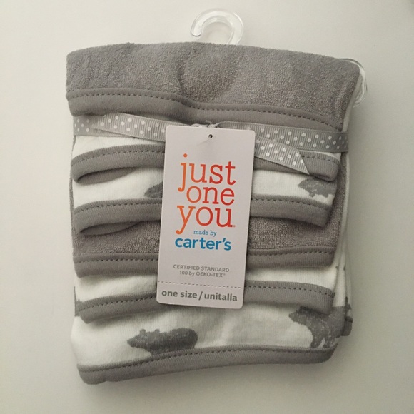 NEW Bath Set Baby Gift 1 Hooded and 1 Bath Towel and 6 Washcloths Gray Bears - Picture 5 of 10